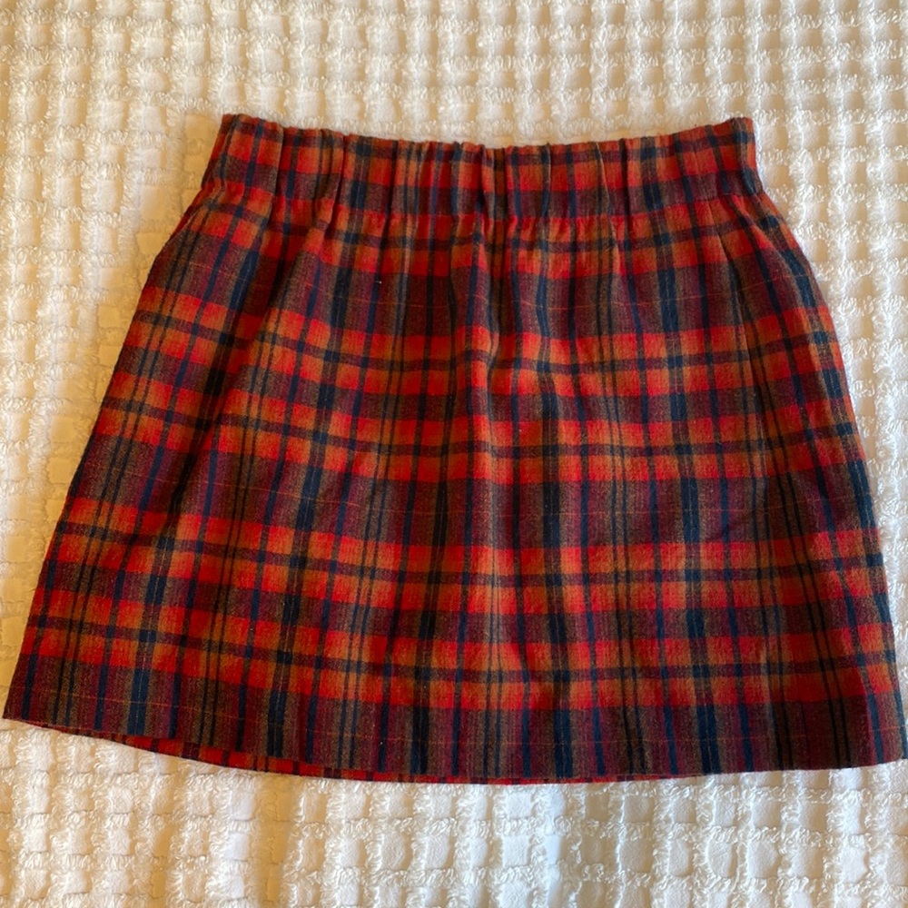 J. Crew Red and Navy Plaid Mini Skirt